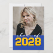 Blue & Gold Chalkboard Filmstrip Afstudeerder Aank Kaart (Achterkant)