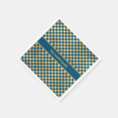 Blue Gold Checkered Paper Napkin Servet (Hoek)
