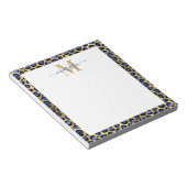 Blue Gold Cheetah Print Initiaal met naam Monogram Notitieblok (Schuin)