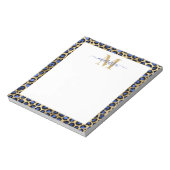 Blue Gold Cheetah Print Initiaal met naam Monogram Notitieblok (Linkerzijde)