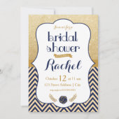 Blue Gold Chevron - Bridal Shower-uitnodiging Kaart (Voorkant)
