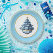 Blue Gold Chinoiserie Paper Plate Papieren Bordje (Feest)