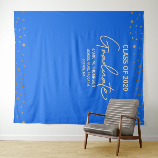 BLUE Gold Class of 2021 backdrop afstuderen Wandkleed (In Situ (horizontaal))