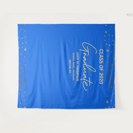 BLUE Gold Class of 2021 backdrop afstuderen Wandkleed (Voorkant (horizontaal))