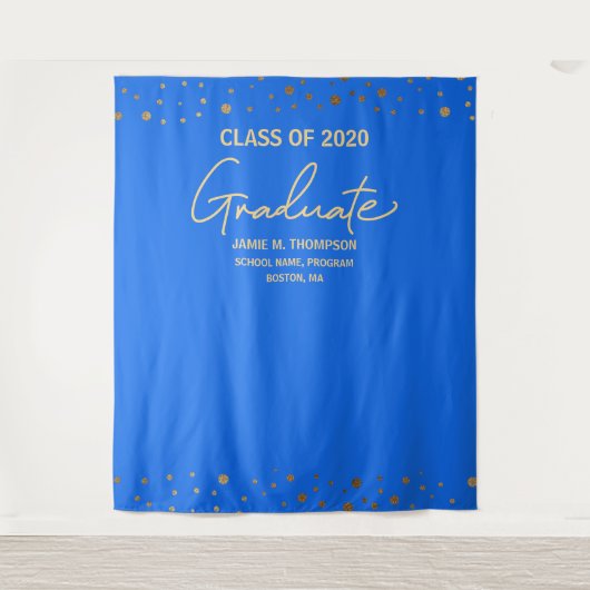 BLUE Gold Class of 2021 backdrop afstuderen Wandkleed (Voorkant)