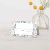 Blue Gold Coastal Folded Place Card Plaatskaartje (Voorkant)