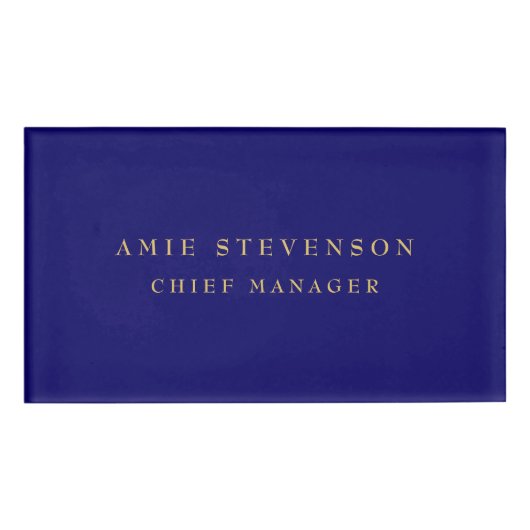 Blue Gold Colors Professional Classical Plain Naambadge (Voorkant)