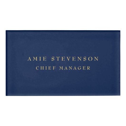 Blue Gold Colors Professional Classical Plain Naambadge (Voorkant)