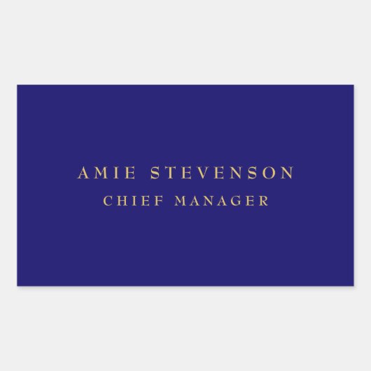 Blue Gold Colors Professional Classical Plain Rechthoekige Sticker (Voorkant)