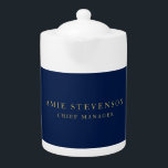Blue Gold Colors Professional Classical Plain Theepot<br><div class="desc">Vertegenwoordig jezelf met dit moderne,  elegante design. Deze sjabloon kan worden aangepast aan alle professionele beroepen.</div>