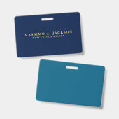 Blue Gold Colors Professional Trendy Modern Plain Badge (Voor- en achterkant)
