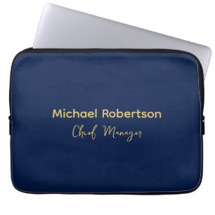 Blue Gold Colors Professional Trendy Modern Plain Laptop Sleeve