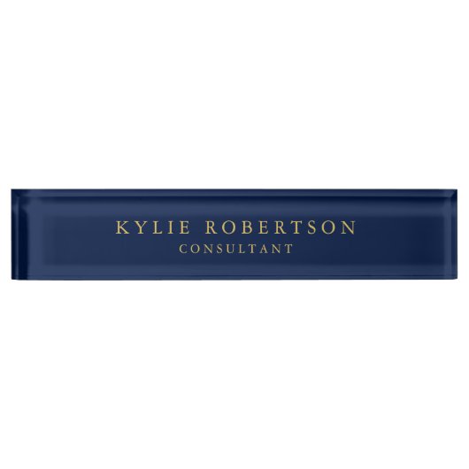 Blue Gold Colors Professional Trendy Modern Plain Naambordje (Voorkant)