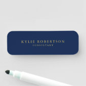 Blue Gold Colors Professional Trendy Modern Plain Naamplaatje (In situ)