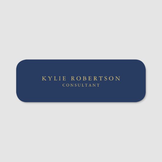 Blue Gold Colors Professional Trendy Modern Plain Naamplaatje (Voorkant)