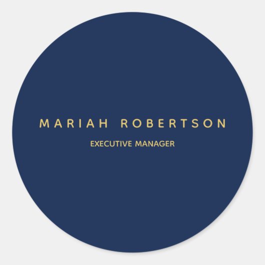 Blue Gold Colors Professional Trendy Modern Plain Ronde Sticker (Voorkant)