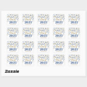 Blue Gold Confetti Afstuderen 2023 Square Sticker (Vel)