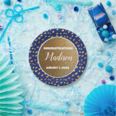 Blue Gold Confetti Afstuderen College Trunk Party Papieren Bordje (Feest)