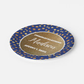 Blue Gold Confetti Afstuderen College Trunk Party Papieren Bordje (Gekanteld)