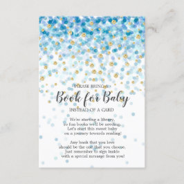 Blue Gold Confetti Baby shower Boek voor Baby Informatiekaartje