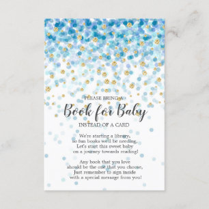 Blue Gold Confetti Baby shower Boek voor Baby Informatiekaartje