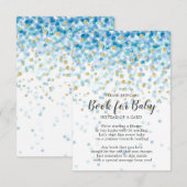 Blue Gold Confetti Baby shower Boek voor Baby Informatiekaartje (Voorkant / Achterkant)
