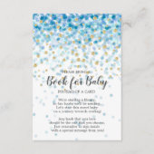 Blue Gold Confetti Baby shower Boek voor Baby Informatiekaartje (Voorkant)