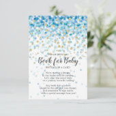 Blue Gold Confetti Baby shower Boek voor Baby Informatiekaartje (Staand voorkant)