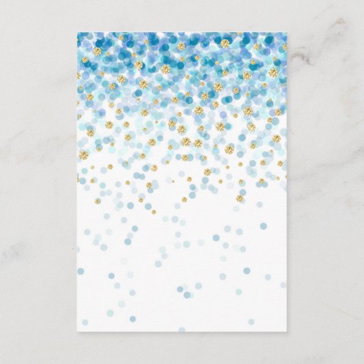 Blue Gold Confetti Baby shower Boek voor Baby Informatiekaartje (Achterkant)