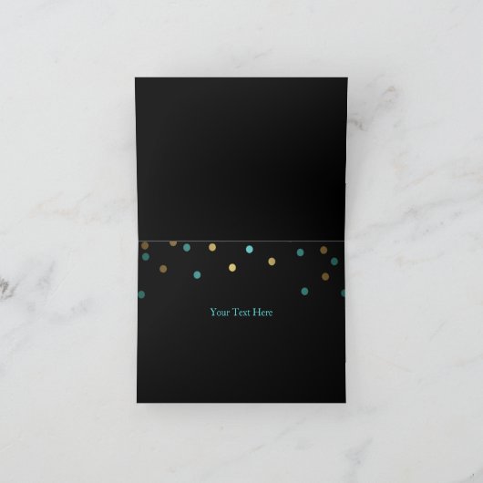 Blue & Gold Confetti bedankkaart (Binnen)