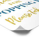 Blue Gold Confetti Bedankt voor Popping By Sign Poster (Hoek)