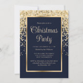 Blue Gold Confetti Botanical Christmas Party Kaart (Voorkant)