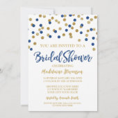 Blue Gold Confetti Bridal Shower-uitnodiging Kaart (Achterkant)