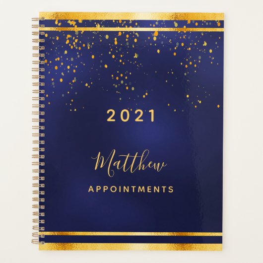 Blue gold confetti business benoemingen planner (Voorkant)