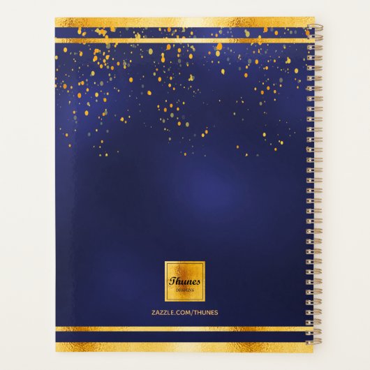 Blue gold confetti business benoemingen planner (Achterkant)