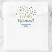 Blue Gold Confetti Happy Retirement Ronde Sticker (Tas)