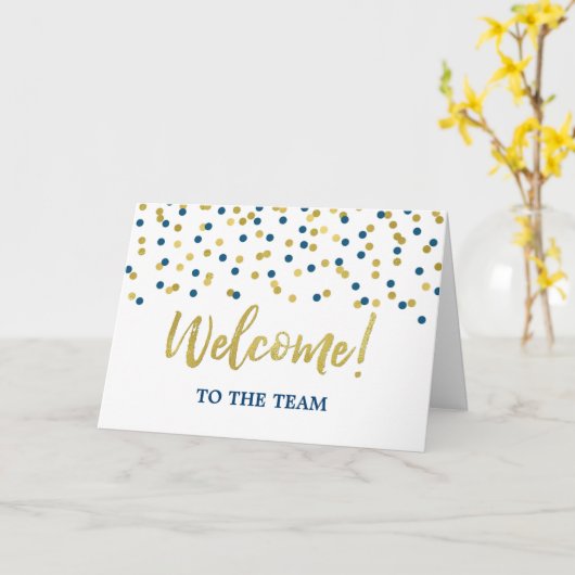 Blue Gold Confetti medewerker Welkom bij het team Kaart (Gele Bloem)
