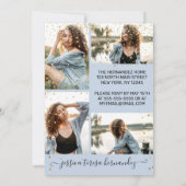 Blue Gold Confetti Photo Collage Quinceañera Kaart (Achterkant)