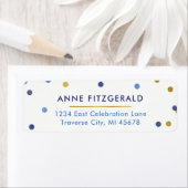 Blue & Gold Confetti retour adreslabels Etiket (Insitu)