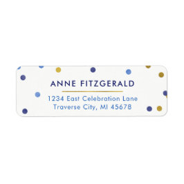 Blue & Gold Confetti retour adreslabels Etiket