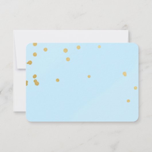 Blue & Gold Confetti RSVP-kaartuitnodiging RSVP Kaartje (Achterkant)