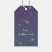 Blue Gold Confetti Stars Cadeaulabel (Voorkant)