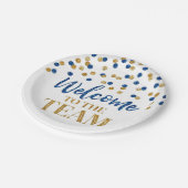 Blue Gold Confetti Welkom bij het team Papieren Bordje (Gekanteld)