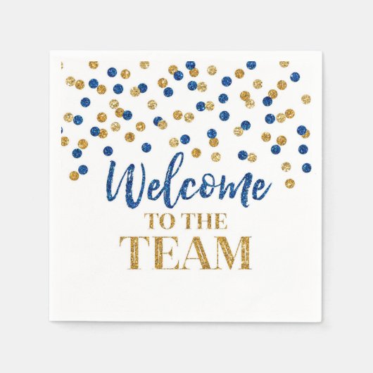 Blue Gold Confetti Welkom bij Team Napkins Servet (Voorkant)