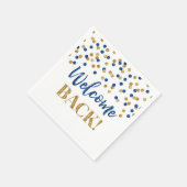 Blue Gold Confetti Welkom terug Napkins Servet (Hoek)