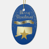 Blue Gold Connecticut Star Keramisch Ornament (Links)