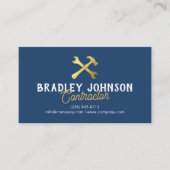 Blue Gold Construction Building QR Code Visitekaartje (Voorkant)