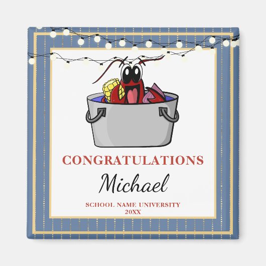 Blue Gold Crawfish Boil Graduparty Magneet (Voorkant)