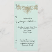 Blue Gold Cream Lijst bruiloft programma Programmakaart (Voorkant / Achterkant)