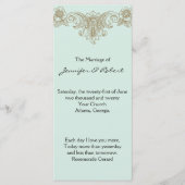 Blue Gold Cream Lijst bruiloft programma Programmakaart (Voorkant)